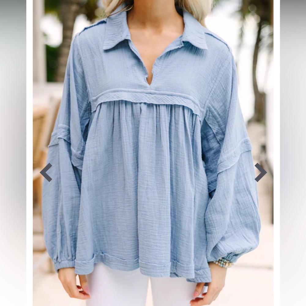 The Mint Love Life Denim Babydoll Top Women’s S